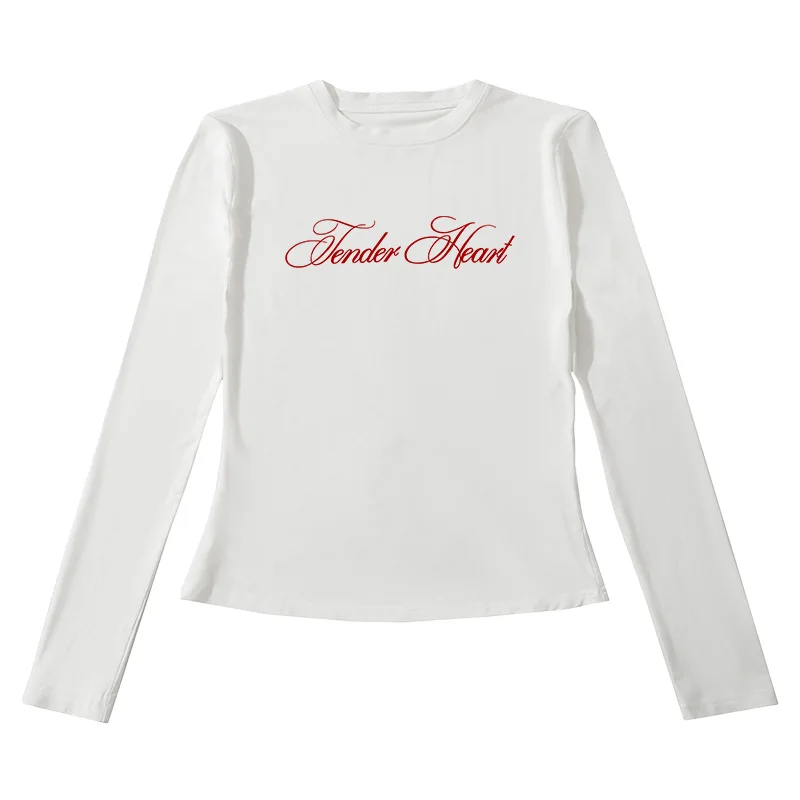 2000s Y2K ايمو فتاة القوطية خطابات طباعة عادية كم طويل تي شيرت Harajuku ريترو الجنية الجمالية الهيب هوب المرأة الشارع الشهير