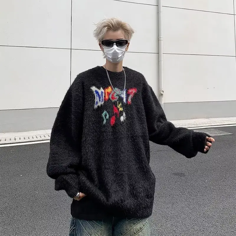 

Повседневный вязаный свитер для мужчин, большие размеры, круглый, пушистый, полиэфирное волокно, теплый воротник, молния, большой код, модный свободный крой