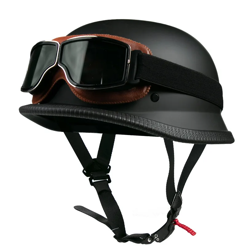 

Винтажный мотоциклетный шлем унисекс, мотоциклетный полушлем с открытым лицом, ретро полушлем, байкерский пилот, сертификация DOT, немецкий солдатский шлем