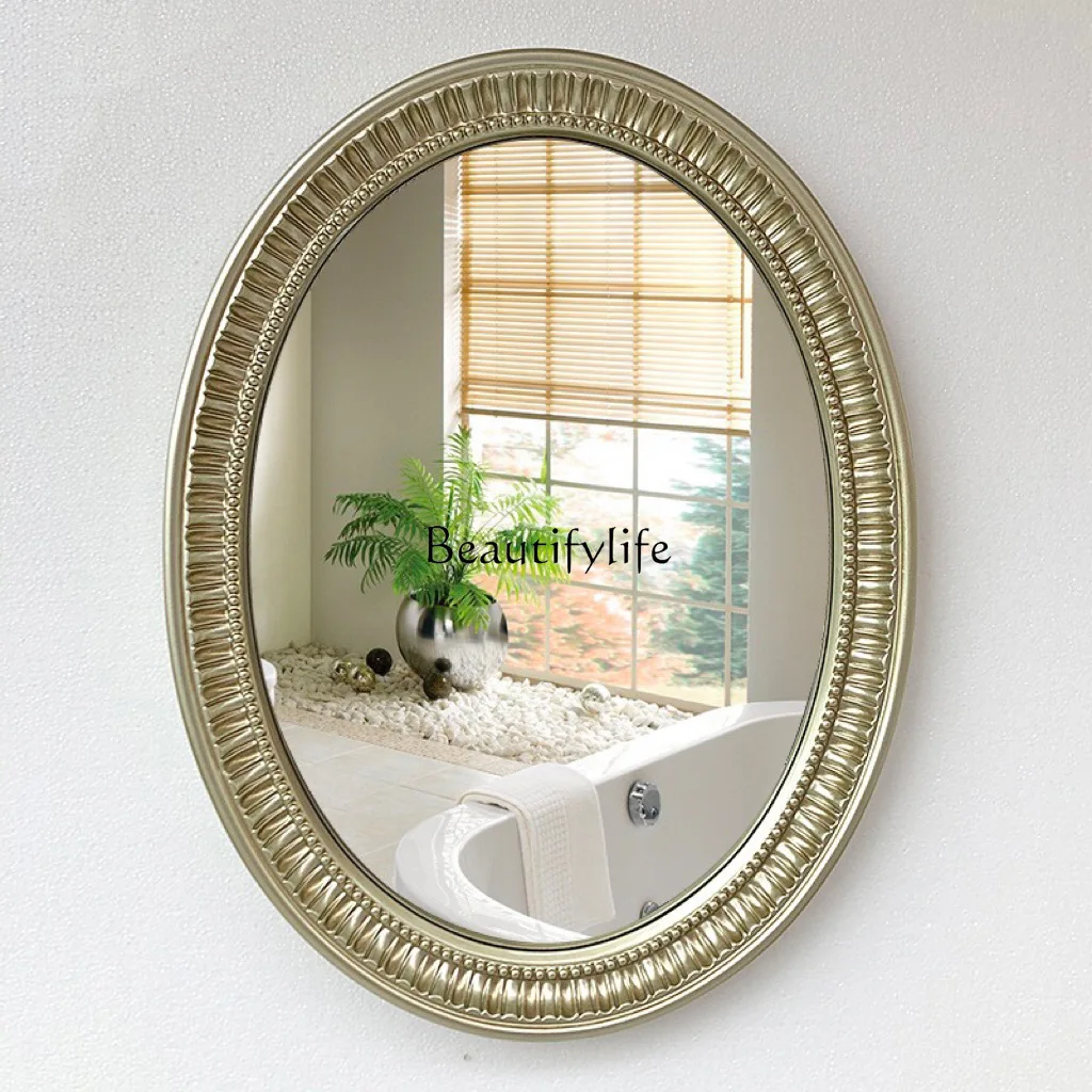 

Simple oval bathroom mirror European photo frame wall-mounted bathroom mirror