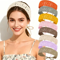 AWAYTR Rustic Solid Color Knitted Hair Bands Vintage Hair Scarf For Women Holiday Headband Bohemian Hair Accessories