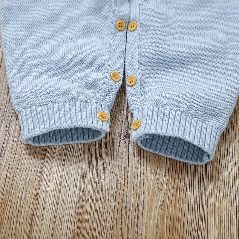 Cotton Baby Romper Knit Newborn Girl Boy Jumpsuit Long Sleeve Autumn Infant Kid Clothing 0-18M Overalls Fashion Turn-down Collar