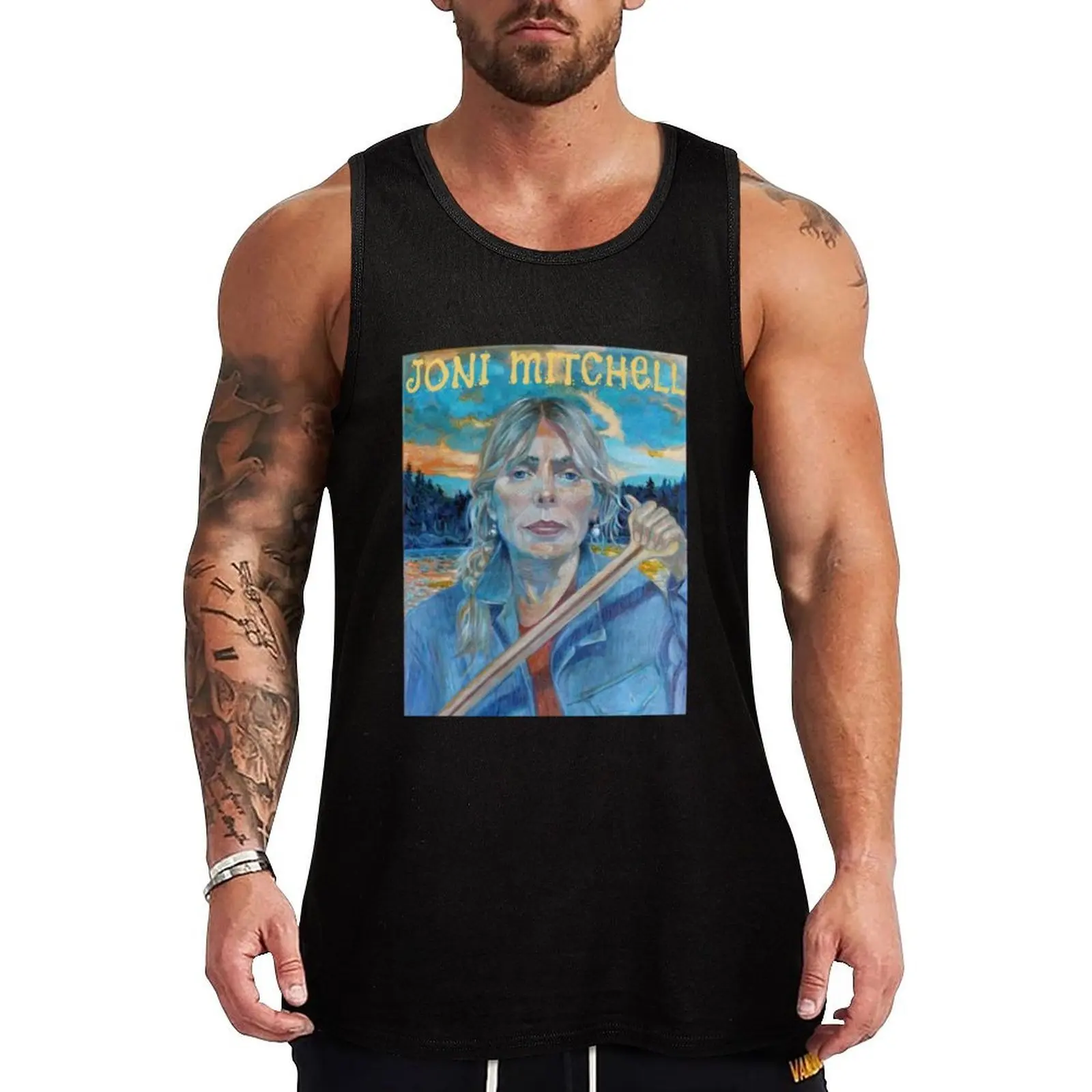 Joni Mitchell Mitchell Blue _ Tank Top Street Casual Camisa sem mangas urbana