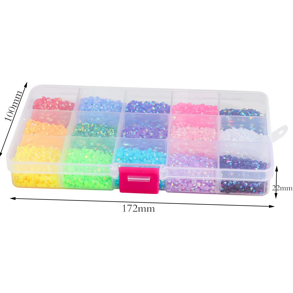 15000pcs 3mm Jelly AB Nail Rhinestones Resin Flat Back Colorful Glitter Charms Accessories DIY 3D Nail Art Decorations Strass