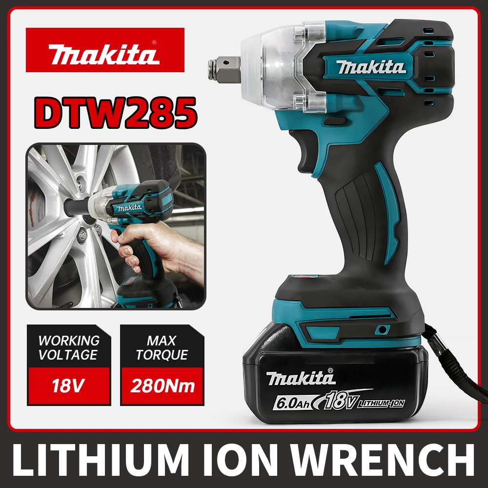 

Makita DTW285 Brushless Impact Electric Wrench 280N.m High Torque Multifunctional Rechargeable 18V Battery Cordless Power Tool