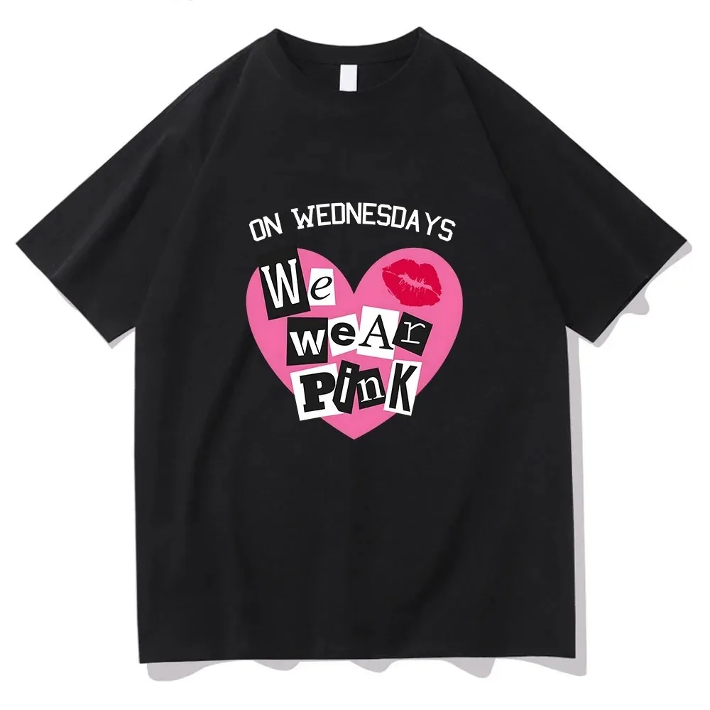 Plus-size MeanGirls on Wednesday We Wear Pink T-shirt Ropa Mujer Cotton High Quality Girls Tee-shirt Short Sleeve Summer Soft