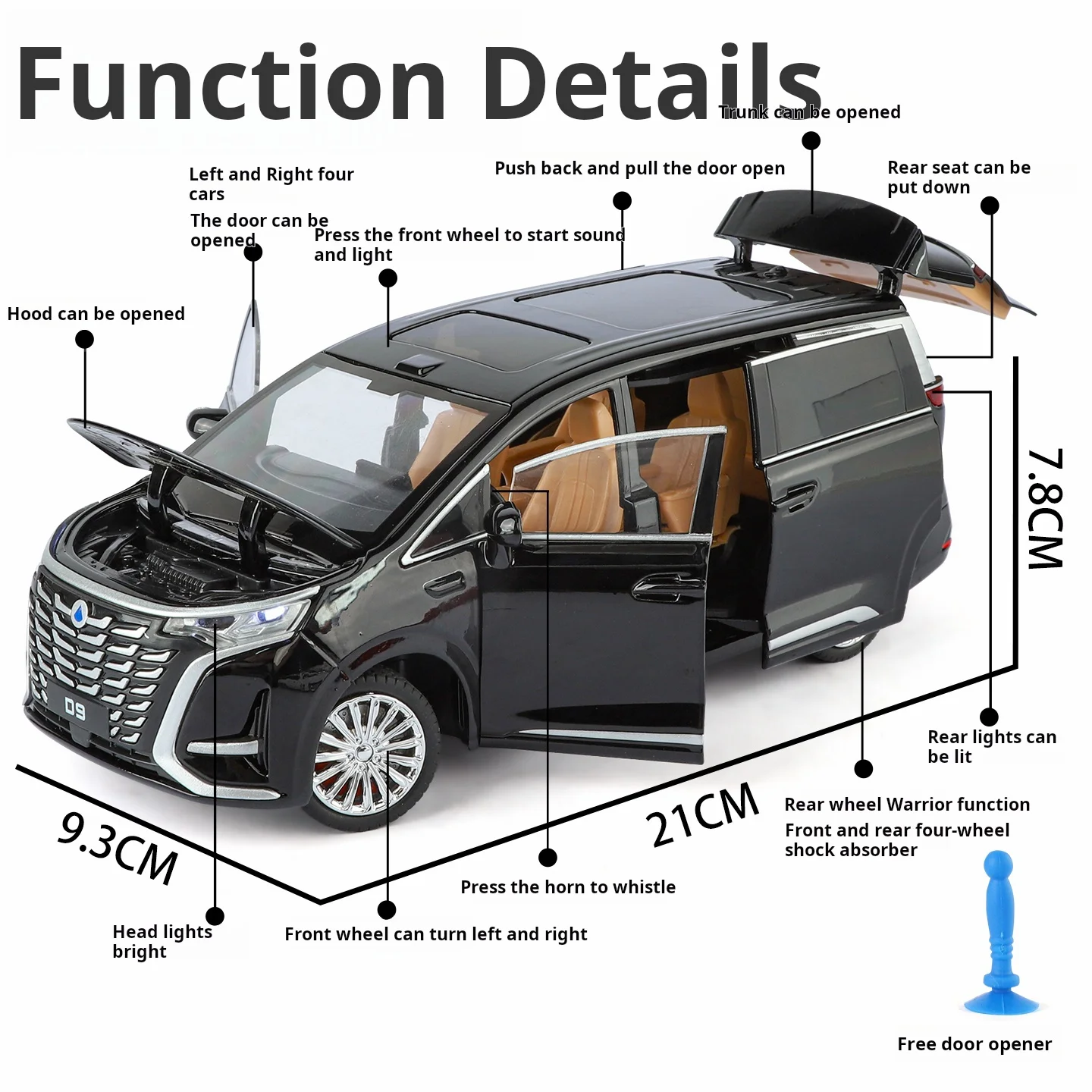مقياس 1:24 محاكاة Denza D9 سيارة الأعمال سبيكة دييكاست نموذج سيارة كلاسيكية ضوء الصوت الأولاد لعبة طفل هدية المقتنيات #6