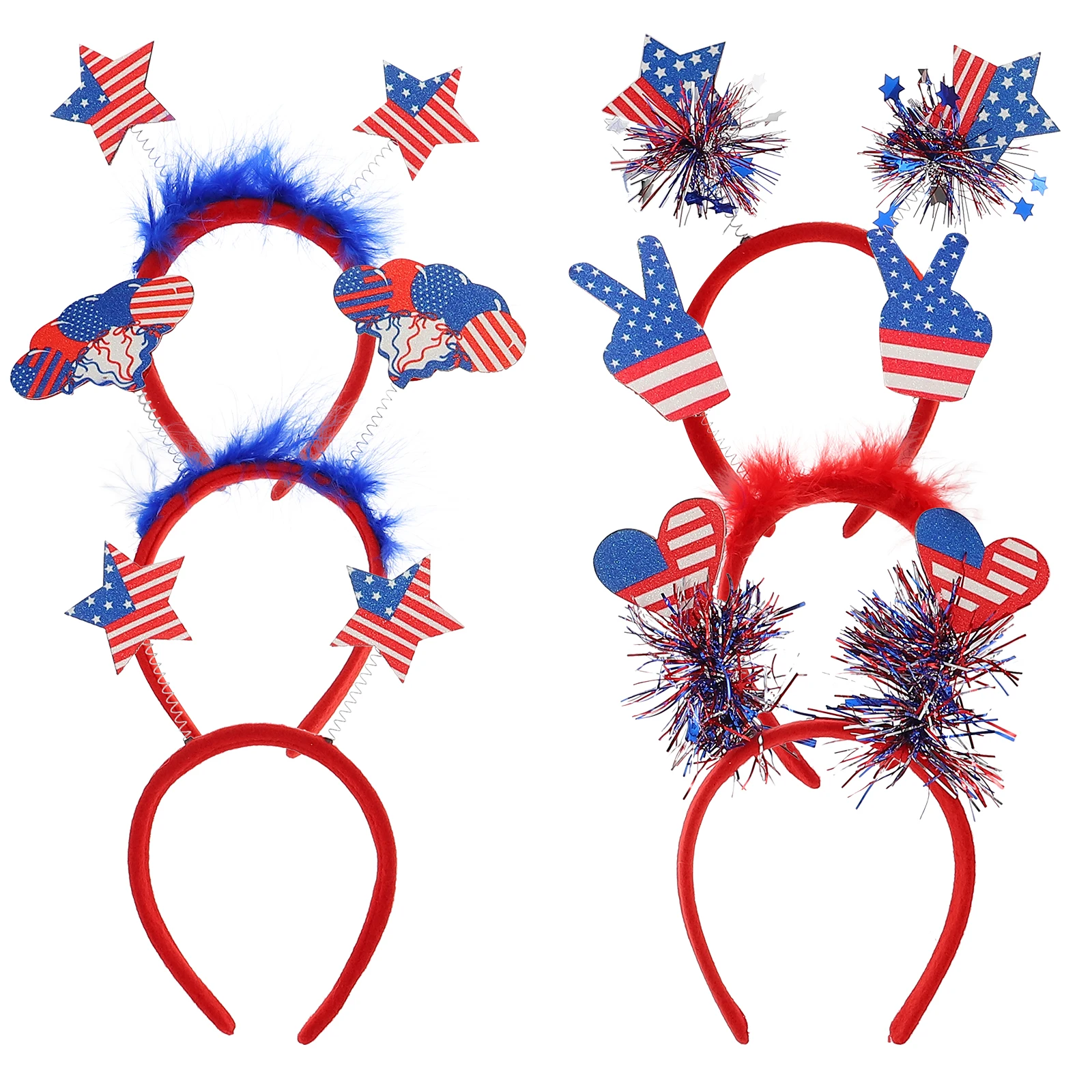 

6pcs Flag Hat Headbands Lightweight Durable Independence Day Party Hair Hoops Decor Bands Lovely Patriotic Accessories