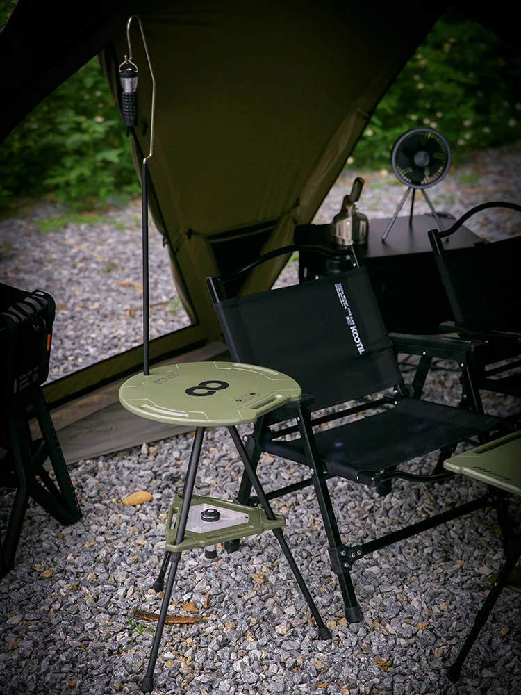 Outdoor camping tactical folding table, multifunctional adjustable height round table, camping leisure tea table,Furniture