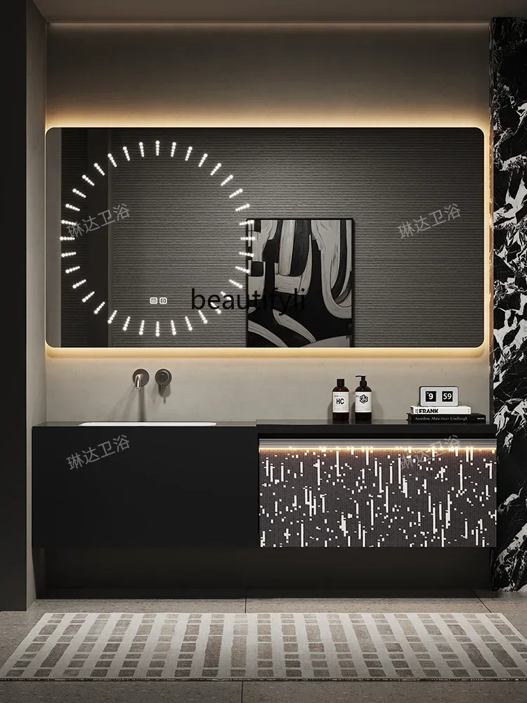 

Y13 High-end customized Italian light luxury rock slab bathroom cabinet combination washbasin cabinet