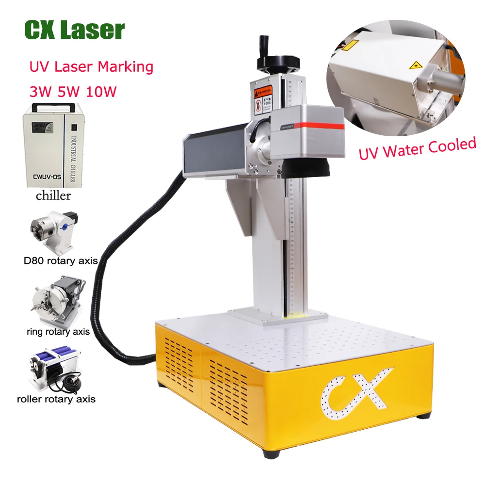 3W 5W 10W UV Laser Crystals Marking Machine with Chiller Rotary Axis Optional Glass Glasses Engraver EZCAD2 Lightburn