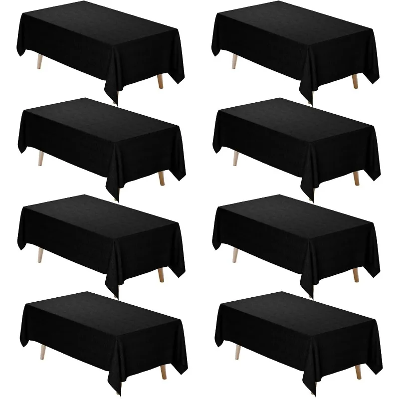 

8 Pack Black Tablecloths for Rectangle Table, 60 x 102 Inch Polyester Fabric Tablecloths Rectangular, Wrinkle Resistant W