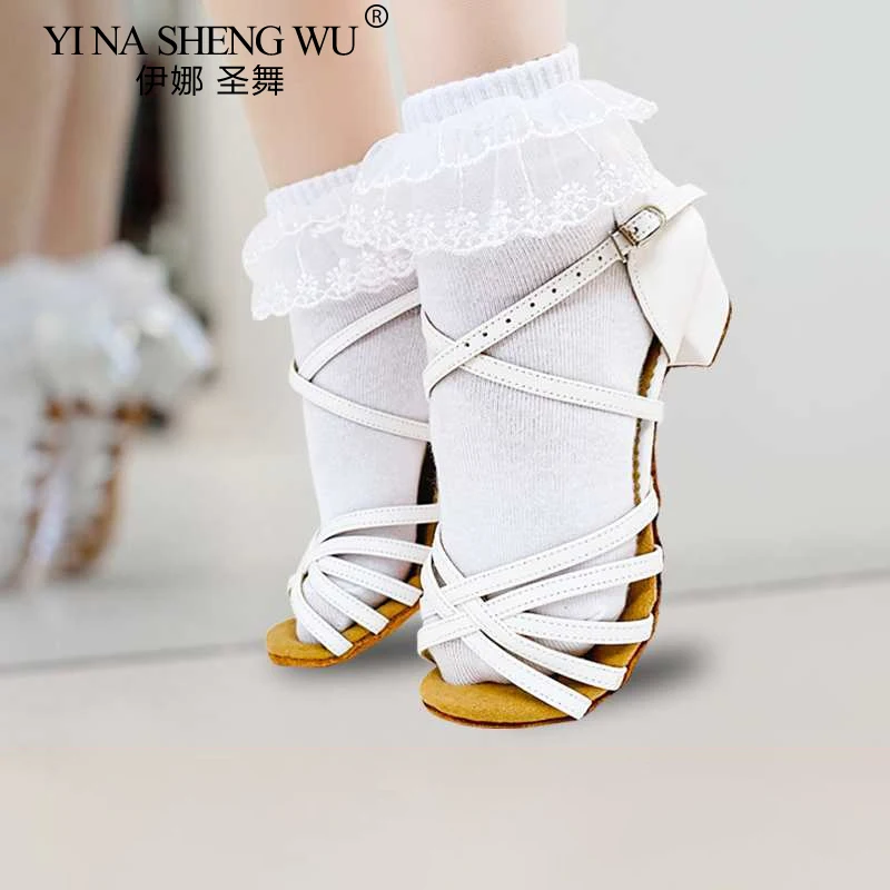 1-14 Years Old Girls Baby White Princess Socks Sweet Lolita Latin Dance Modern Dance PracticeSocks Kids Cute Lace Cotton Hosiery