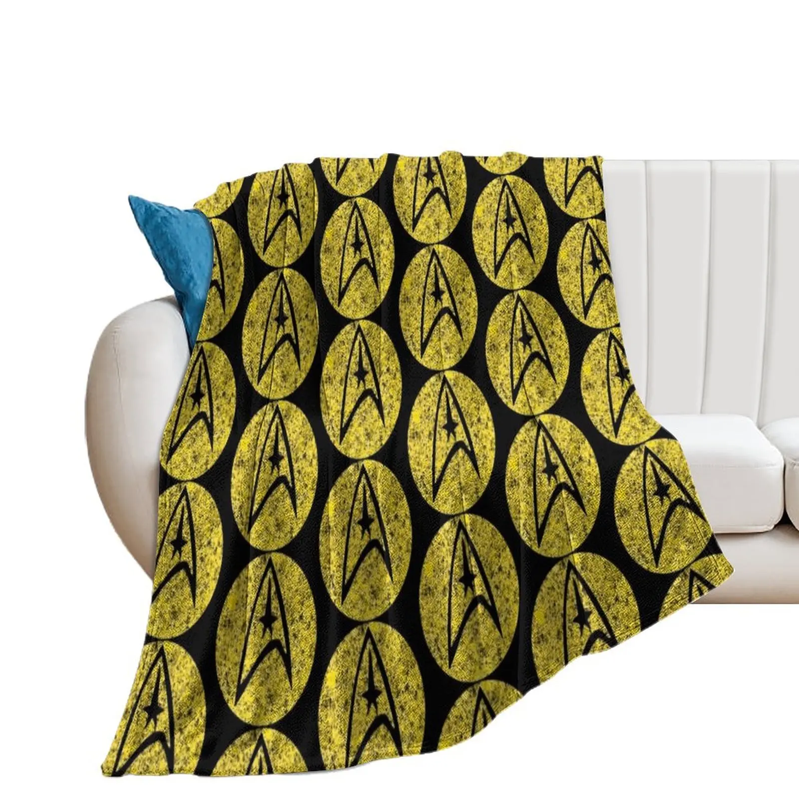 Star Trek TOS Command Gold Insignia Paint Splatter Throw Blanket Giant Sofa Thermals For Travel Hairy Blankets