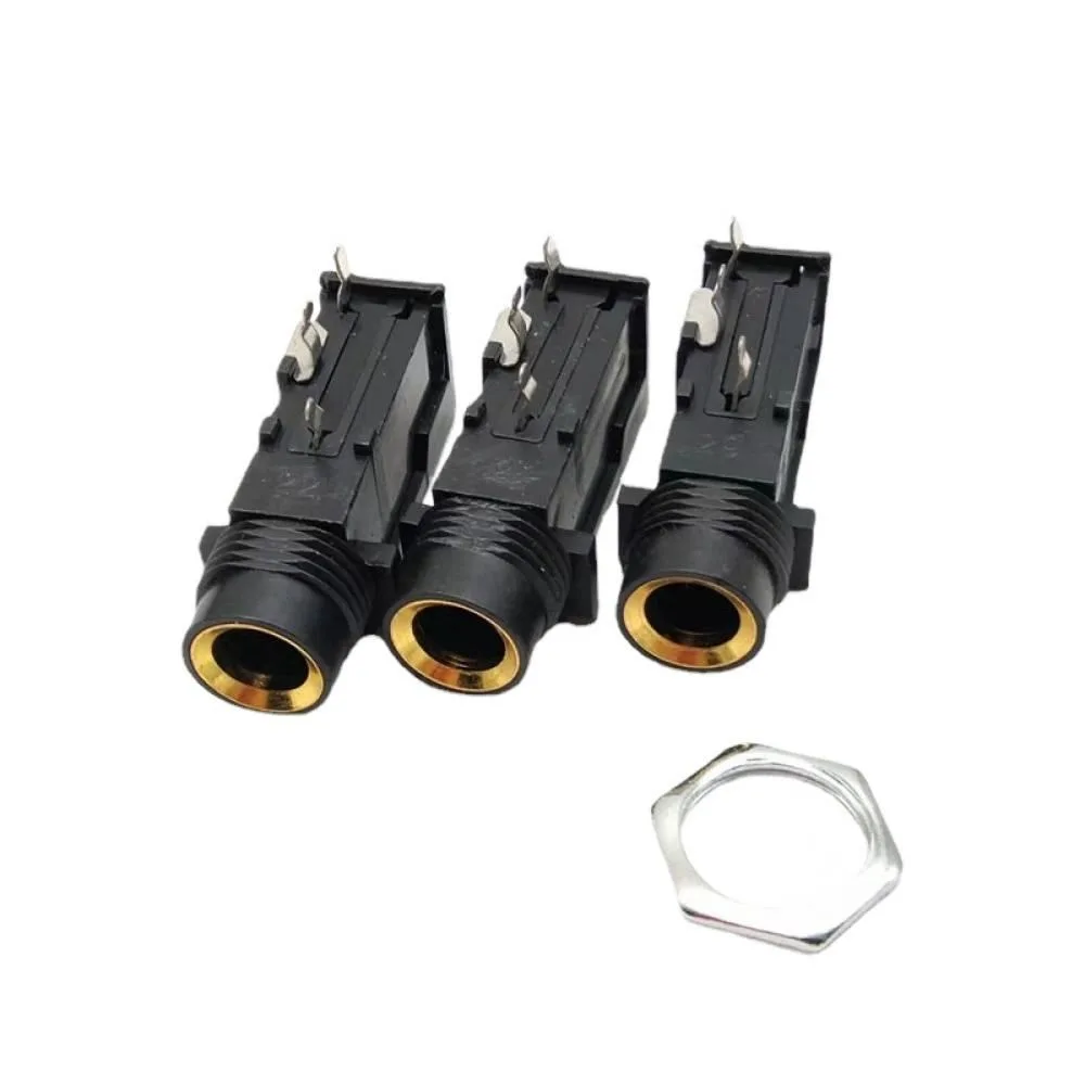 

10 шт., 6,35 мм, аудиоразъем, позолоченный 3-контактный разъем для микрофона, аудиопрямой разъем