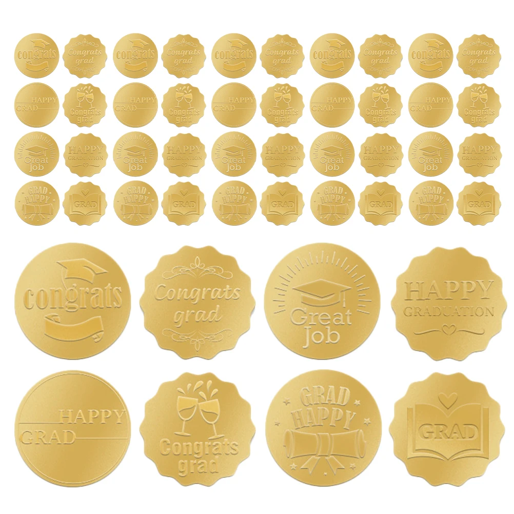 

160pcs Gold Graduation Stickers For Envelope Round Sealing Decals Foil Sealing Tags for Party Gifts Envelope Decorative Labels
