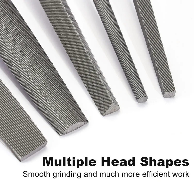 Multi-Purpose Hand File Set,T12 High Carbon Steel, 8/10 Inch, 5 Shapes,Flat Round Half-Round Square Triangle, Wood Metal Working