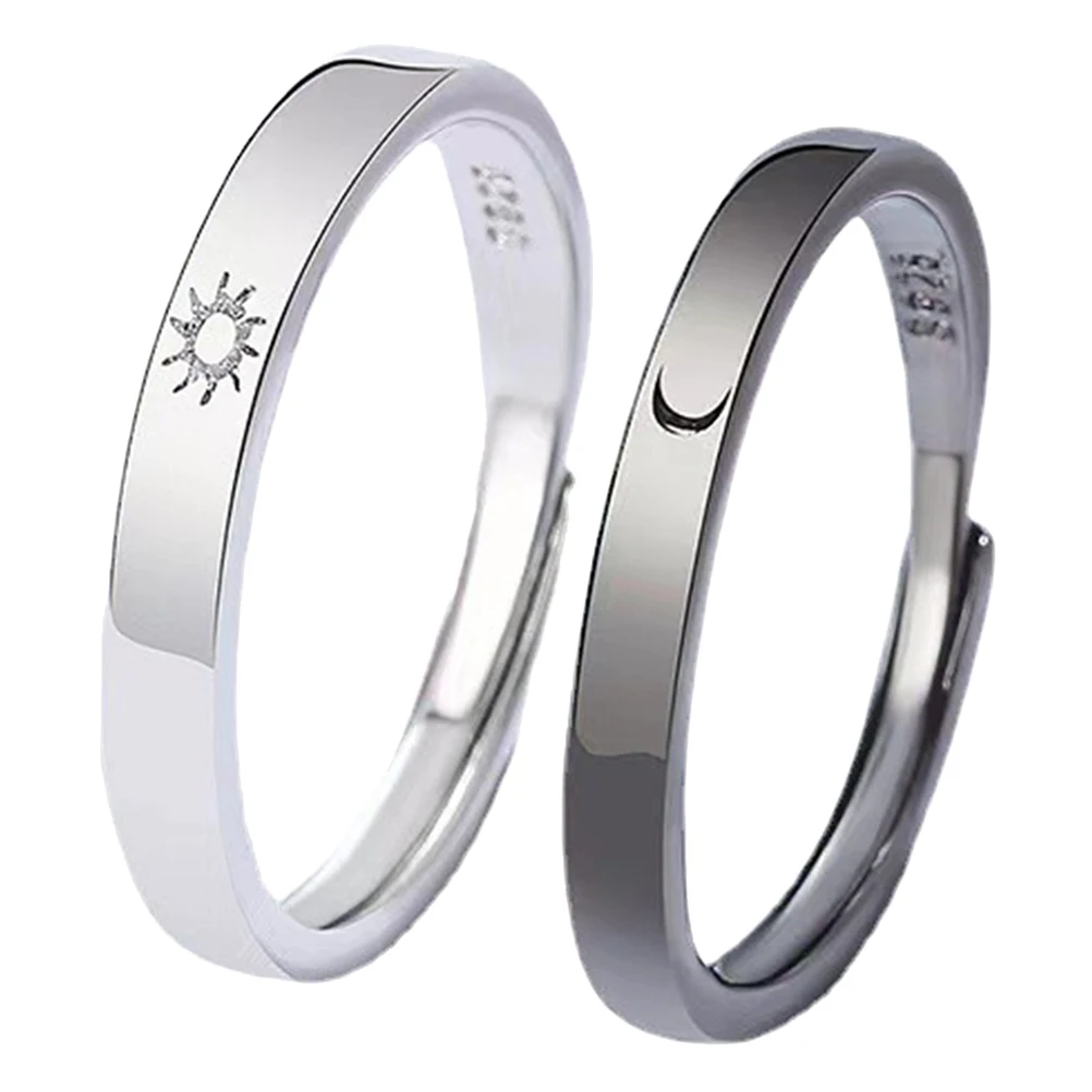 

1 Pair Sun and Moon Rings Adjustable Matching Rings Jewelry for Women Men Valentine's Wedding Anniversary