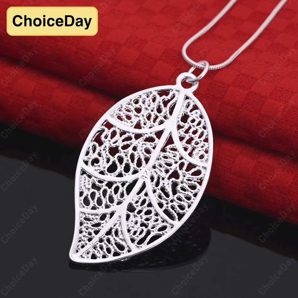 

ChoiceDay Fashion 925 Sterling Silver Delicate Leaf Pendant Necklace Women's Accessories Party Jewelry Gift