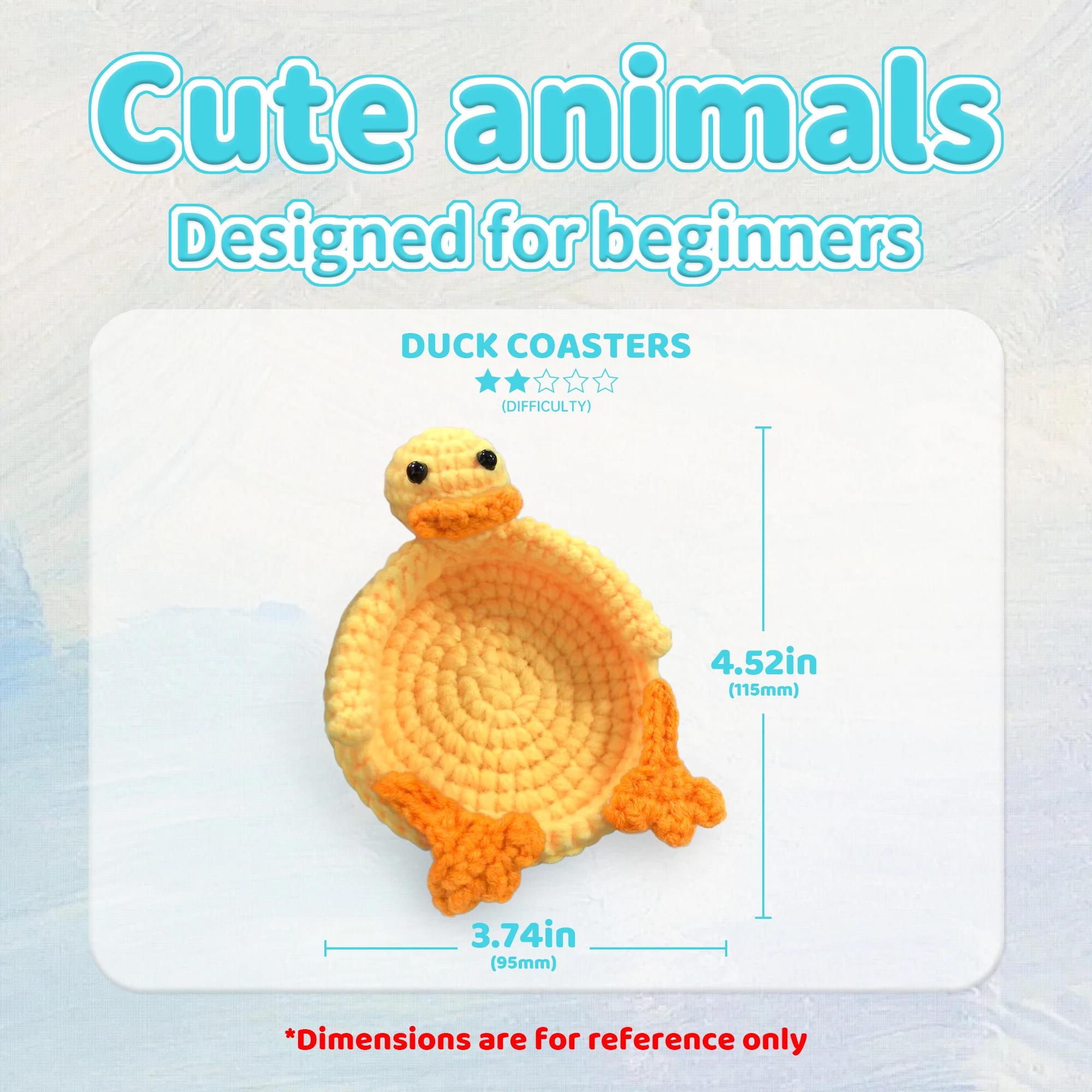 1pcs,  Duck Coasters Crochet Set for Beginners, Starter Kit with Step-by-Step Video Tutorials, DIY Knitting Craft Supplies Gift