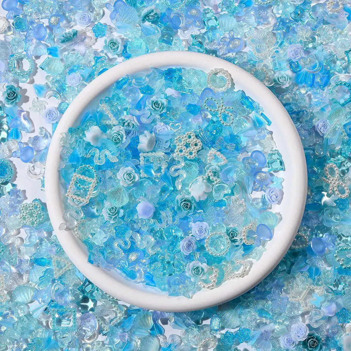 30PCS ตกแต่งเล็บฤดูร้อน - โบว์หลากสีสัน,ดอกไม้,หัวใจและเสน่ห์การ์ตูนสำหรับ DIY แต่งเล็บ,เล็บประกายน่ารัก