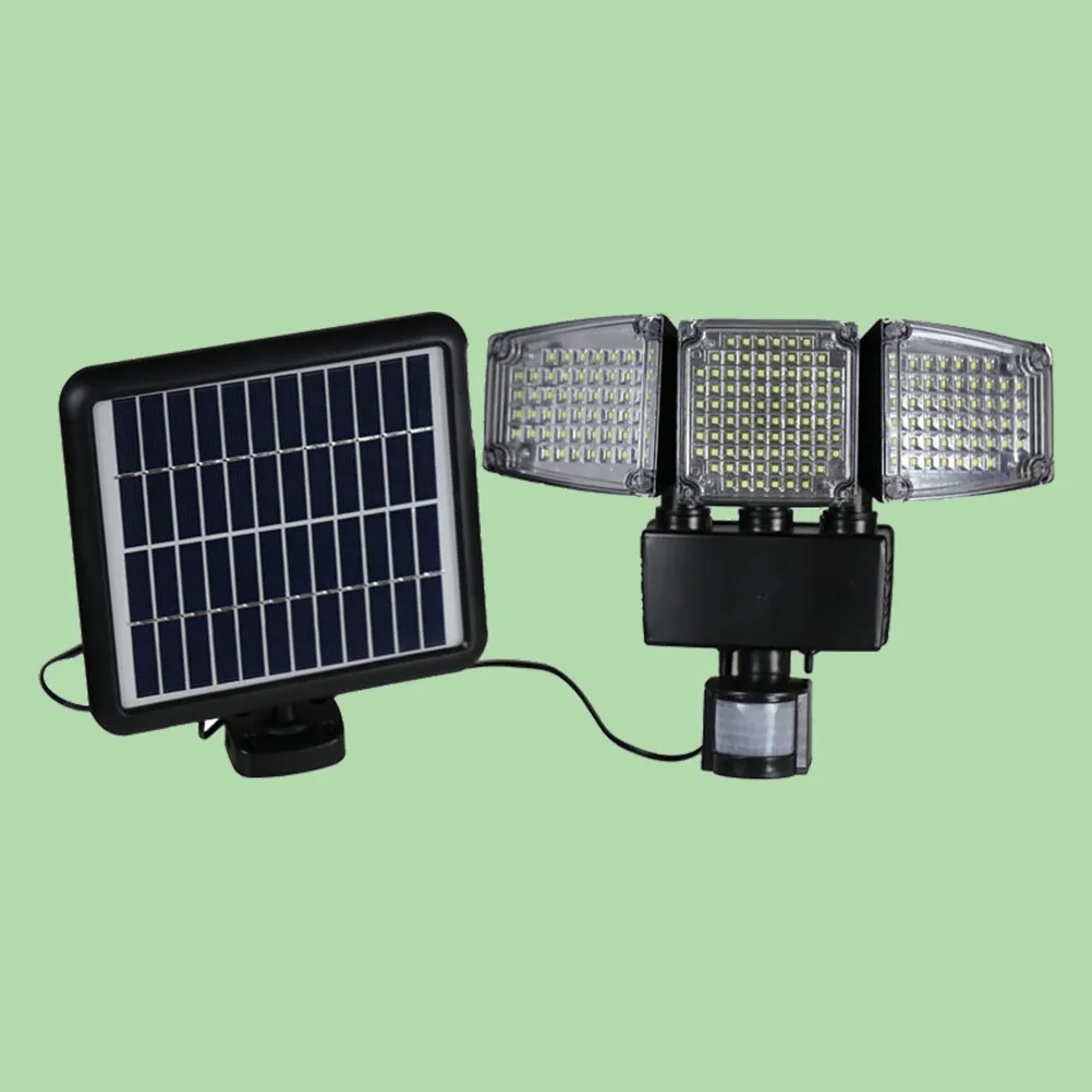 188-LED Solar Motion Sensor Wall Light, 1200LM Waterproof Outdoor Flood Light with Adjustable Triple Head