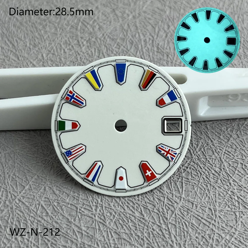28.5mm NH35 dial German British French Italian flags dial fit NH35 automatic movement watch accessories support customized logos