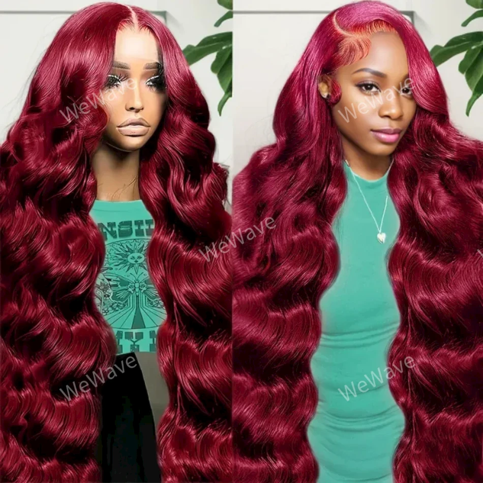 

Burgundy Body Wave 13x6 Lace Frontal Wig Brazilian HD Transparent 13x4 Front 100% Remy Human 200 Full Hair Wigs For Women Choice