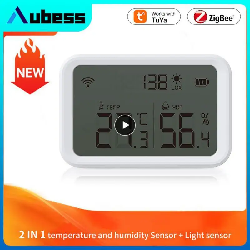 Tuya Temperature And Humidity Sensor Scene Linkage Brightness Detecter Alarm Two-in-one Thermometer Detector Smart Home