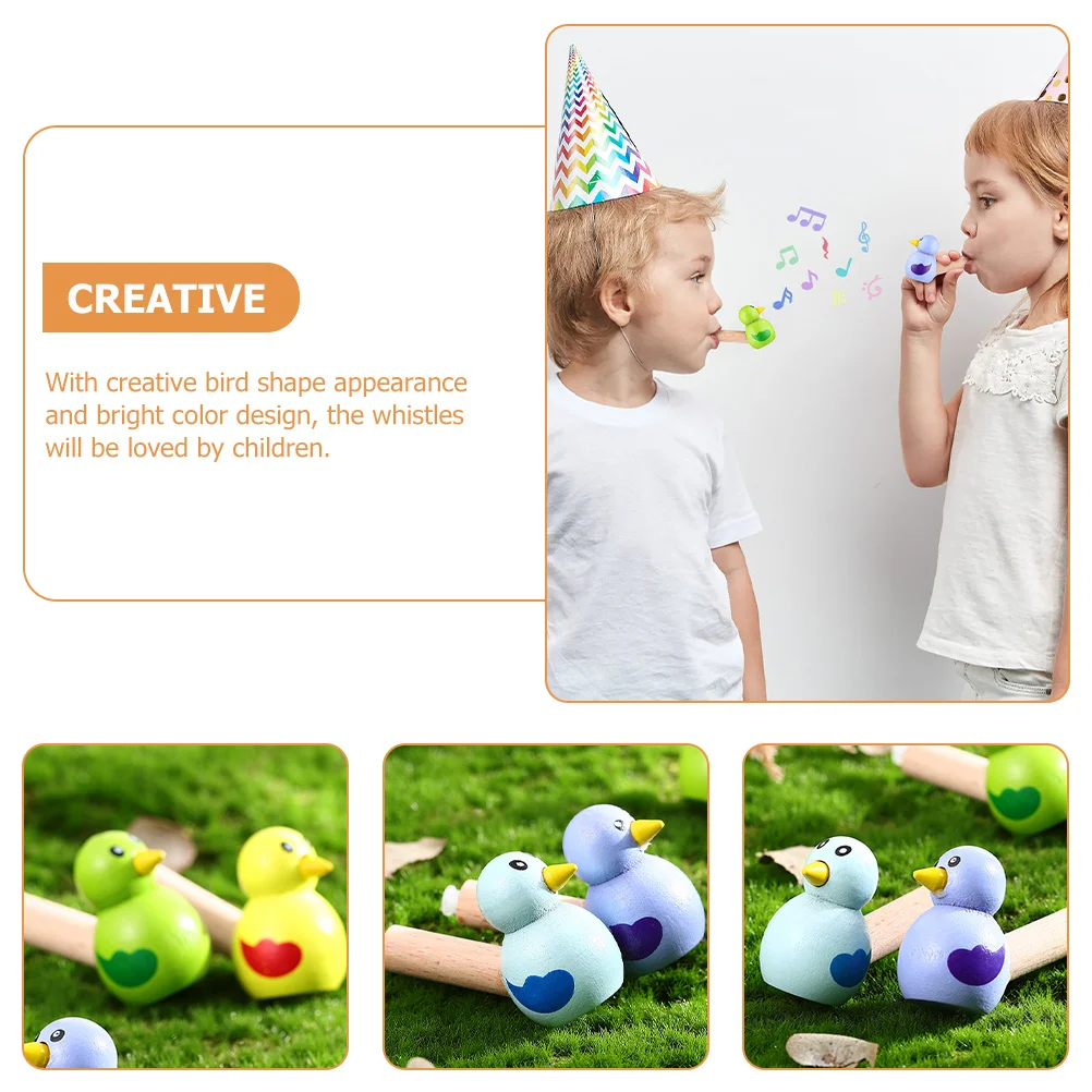 8Pcs Kids Bird Whistles Wooden Cartoon Small Colored Whistles Musical Instruments Educational Party Supplies Bird Whistle