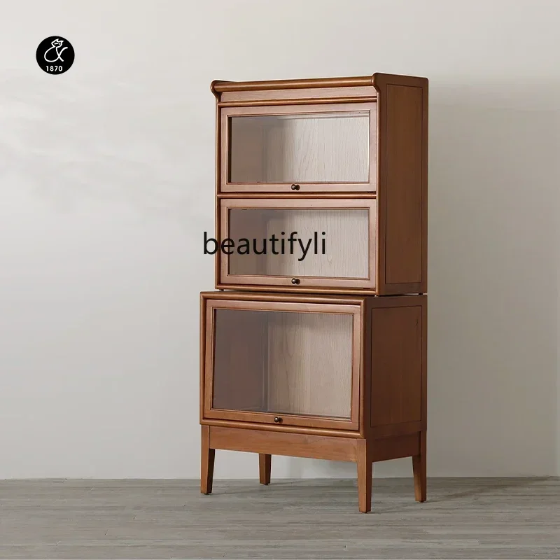 

SS new styleDouble solid wood gla display beech 1.8 meters flap door storage side cupboardss 7486 ss 7486