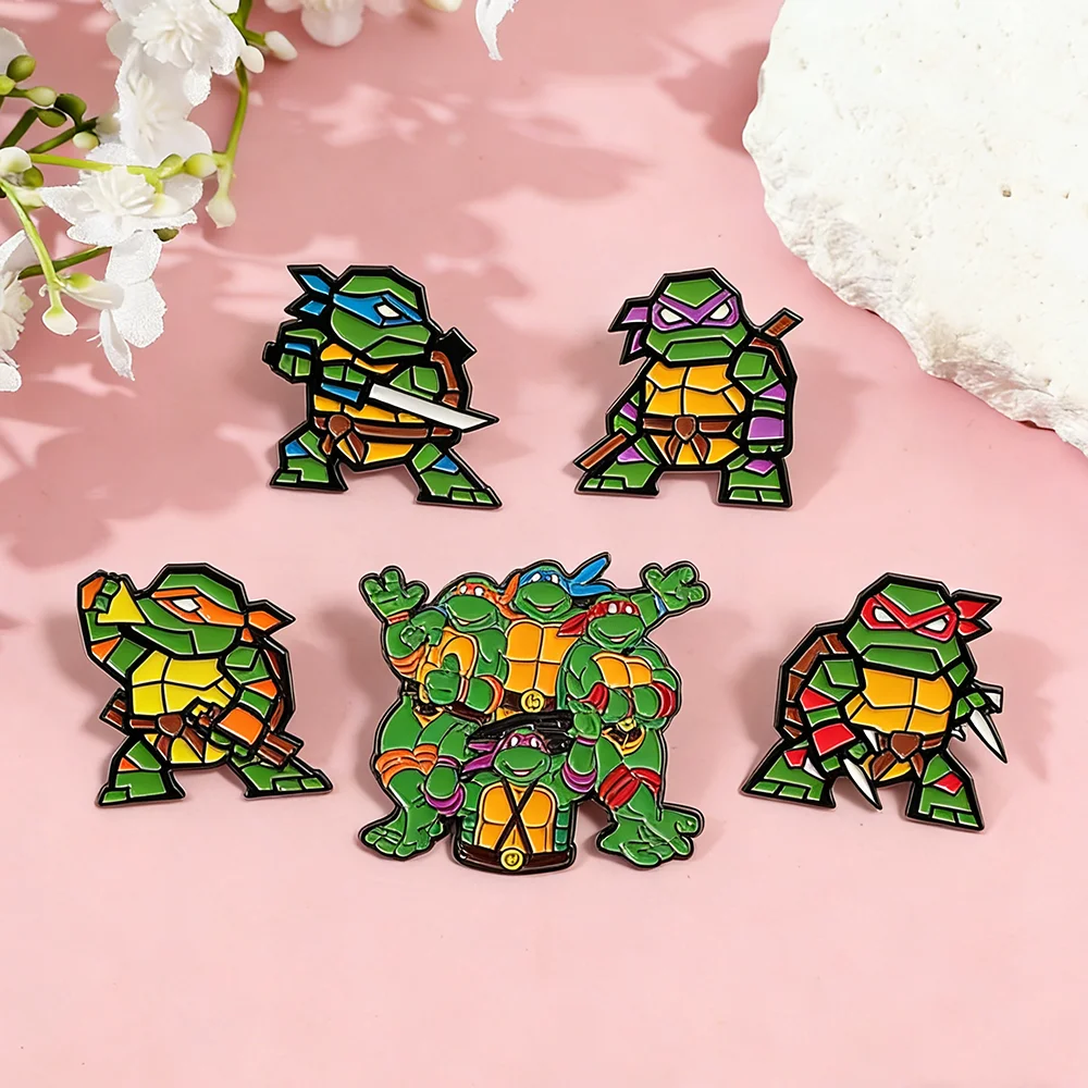

Cute Anime Ninja Turtles Enamel Pins Funny Turtle Leonardo Raphael Donatello's Enamel Lapel Brooch Badge Jewelry Gift For Fans