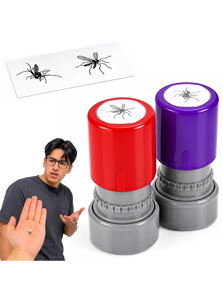 Prank Mosquito Stamp Kit and Ink Creative Spoof Self Inking Funny Stamper Set For April Fools Day Jokes Party Favors&Craft Decor