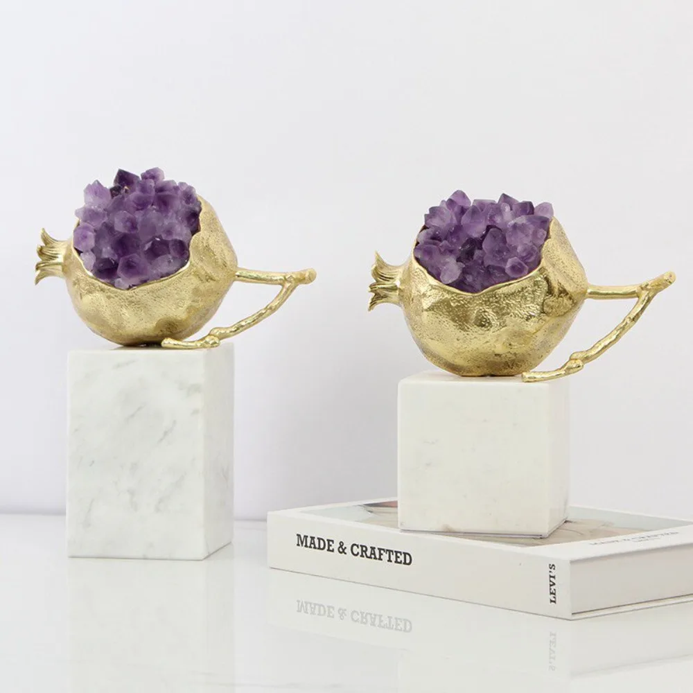 Creative Crystal Brass Pomegranate Ornaments Modern Luxury High-end Living Room Bookcase Ornaments Home Decoration Gifts