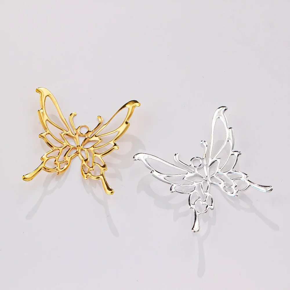 Hollow Butterfly Metal Flower Piece Antique Style Hanfu Headdress Hairpin Material Handmade Pendant DIY Jewelry Accessory 10pcs