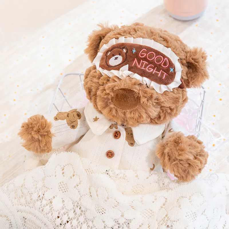 Venta al por mayor, pijama Kawaii Ryan, oso y juguete de peluche de cumpleaños, peluche suave con máscara para los ojos, pijama y pastel, muñeca, regalo de cumpleaños para niños