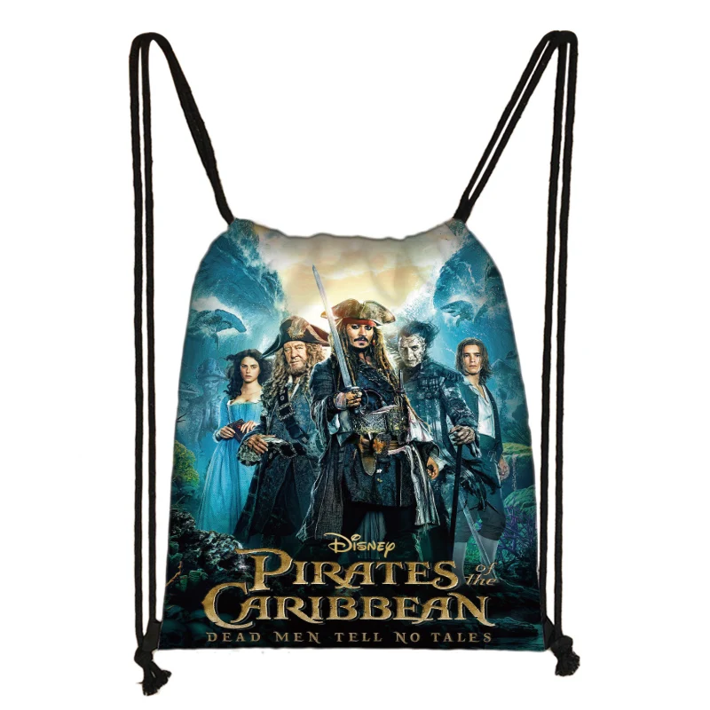 Disney Pirates Of The Caribbean Daily Casual Bag Boy Girl Knapsack Drawstring Bags Storage Bag Shopping Beach Bags