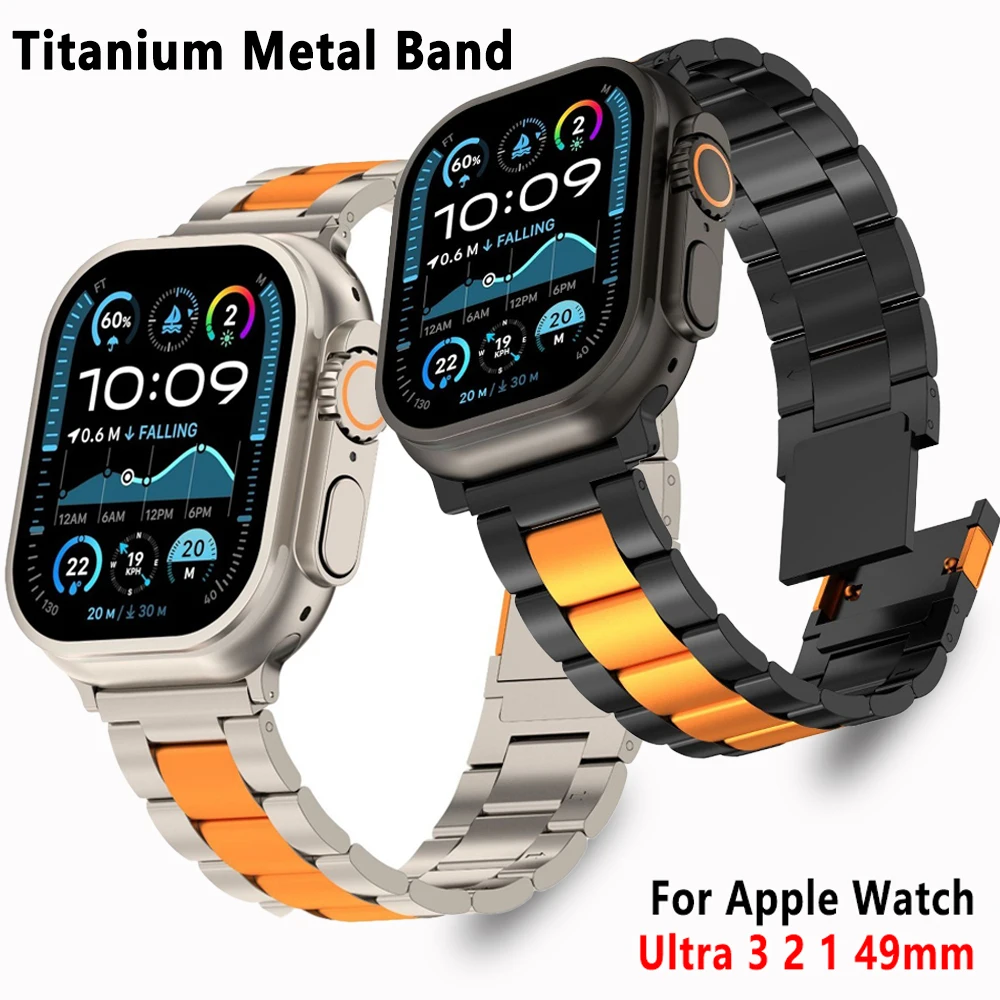 

Титановый металлический ремешок для Apple Watch Ultra 3 2 49 мм серии 11 10 45 мм Роскошный деловой ремешок для Iwatch 9 8 7 6 5 4 SE 3 44 мм 45 мм
