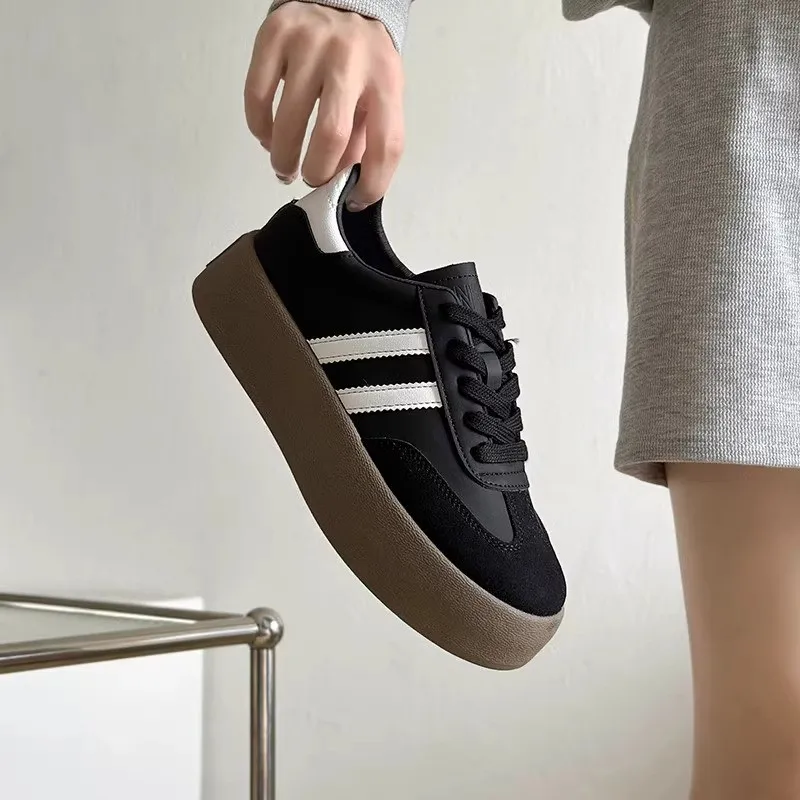 Sports shoes thick sole casual board shoes women 2024 new cowhide everything soft sole inside increase de training shoes