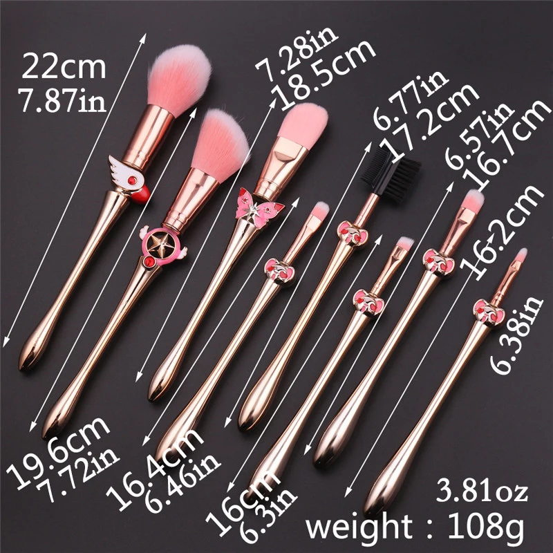 Kawai Gift Sailor Moon Makeup Brushes Card Captor Sakura Foundation Powder Blush Eyelash Lip Makeup Brush Cosmetic Tool Kit