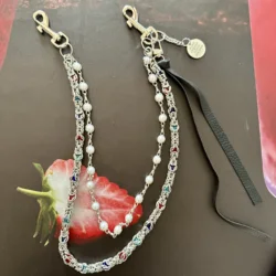 Hip hop punk style denim pants chain, fashionable double-layer bead design keychain accessory