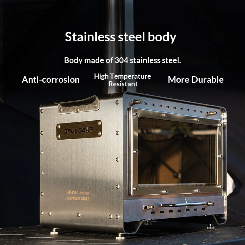 3F UL GEAR الفولاذ المقاوم للصدأ الموقد الثانوي حرق موقد الخشب زجاج كبير نافذة التخييم خيمة موقد سخان الحطب #6