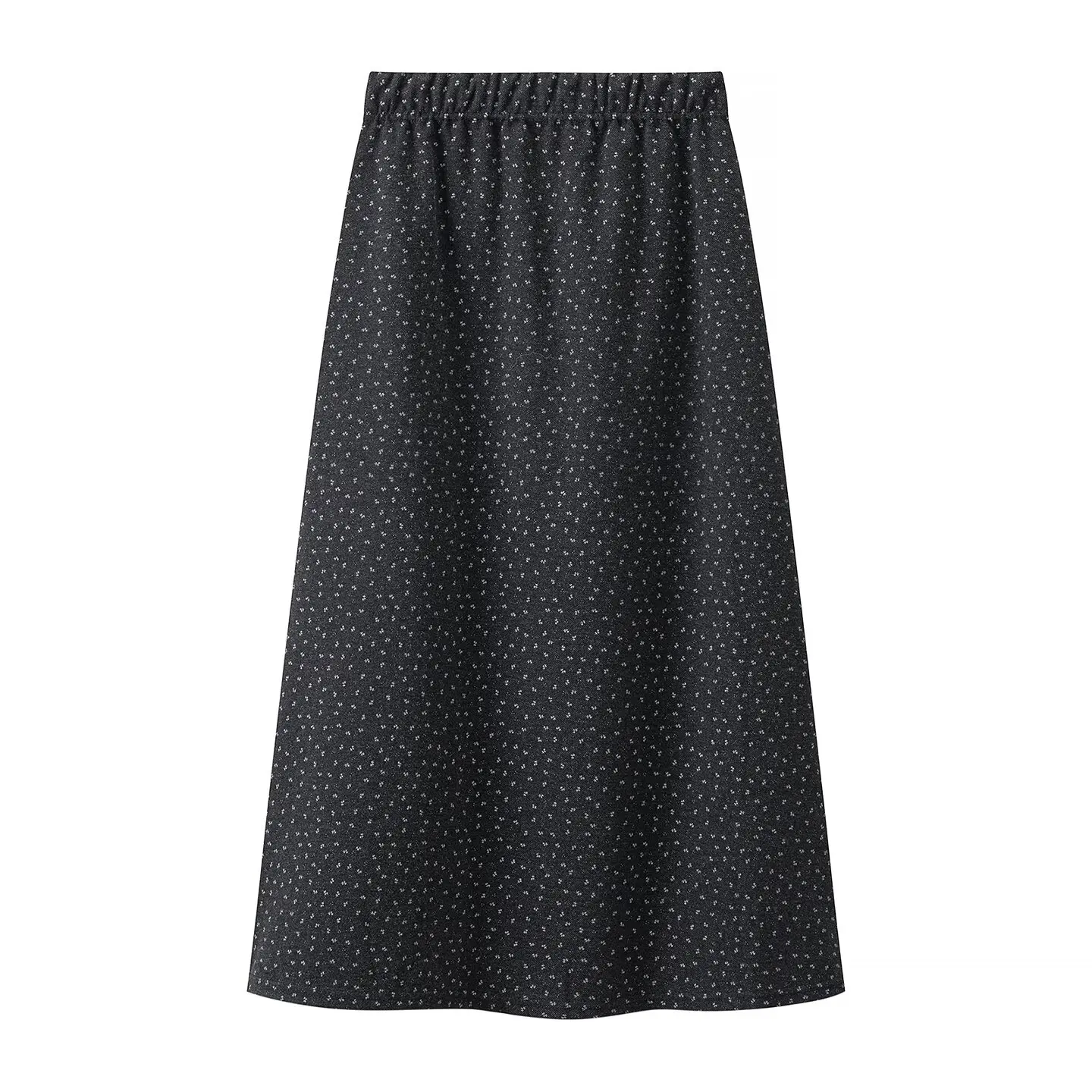 French Style Wave Point A Line Skirt Winter Autumn Women's New Style Ruffled Skirt Printed Half-length Skirt Polyester Camleteen