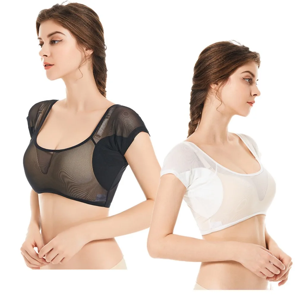 Nueva ropa transparente absorbente de sudor, chaleco de malla, chaleco de malla para el pecho, chaleco lavable ultrafino de secado rápido para el pecho para mujer