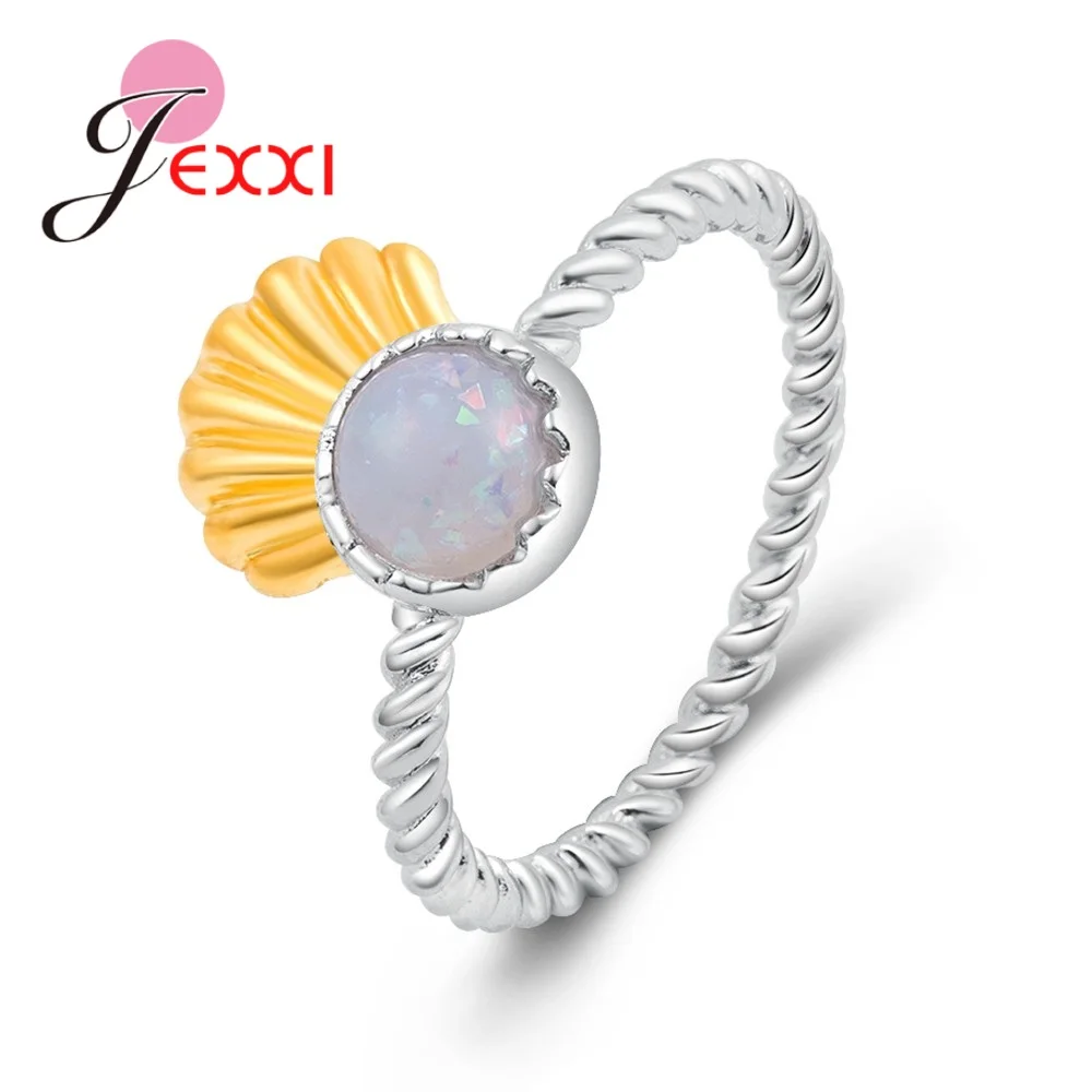 Original Design Authentic 925 Sterling Silver Color White Cream Opal Stackable Ring Accessories For Women Wedding Best Gifts