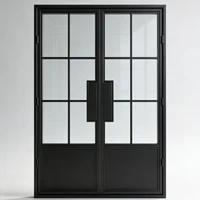 Applicable To Entrance Aluminum Frame Tempered Glass French Door Modern Design French Double Doors Durable Security Front Doors 4