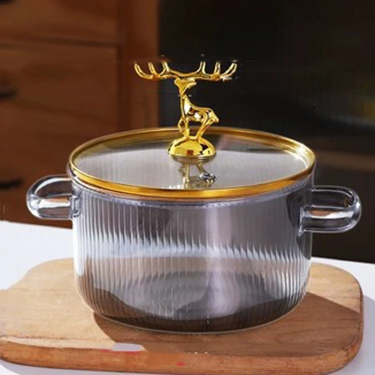 Factory Price Heat Resistant Soup Pot With Lid High Borosilicate Kitchen Cooking Glass Pot