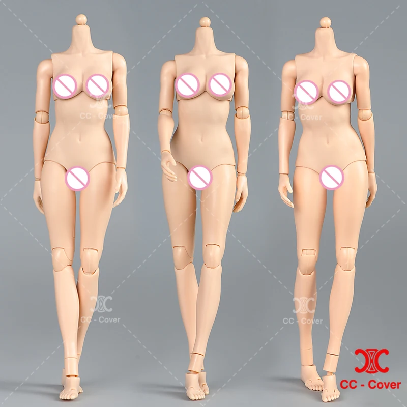 1/6 여성 백인 태닝 중간 큰 가슴 슈퍼 유연한 세미 실리콘 바디 12인치 액션 피규어 인형 장난감 1:6 헤드 스컬프트 호환