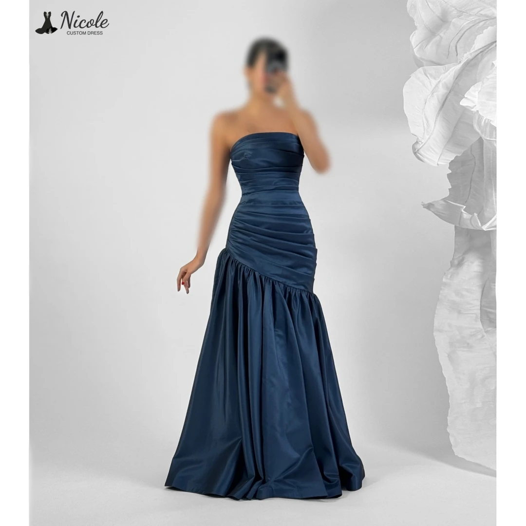 

Nicole Custom Made Dresses Ribbon Elegant Party Dresses for Wedding Woman Ceremony Dress Fishtail Skirt Slit Ball Gown Dress