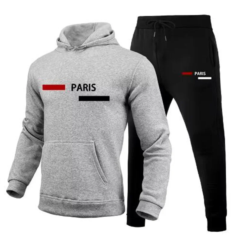 New in Mens Tracksuit Paris Printed Single Piece Sweatshirts Sweatpants Casual Sports Jogging Clothing Office Home Hoodies Pants